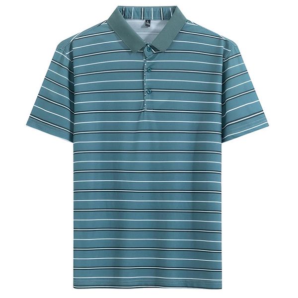 Fashion Revers Button All-Match Business Striped Polo Shirts Herren Kleidung Sommer Casual Pullovers Loose Korean T-Shirt 240419