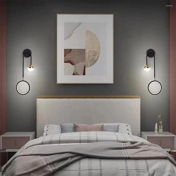 Lampada a parete Pendante ANELLO ANITÀ Iron Iron Acrilico Silicone Lampade LED versatili Elegante testa rotabile per camera da letto