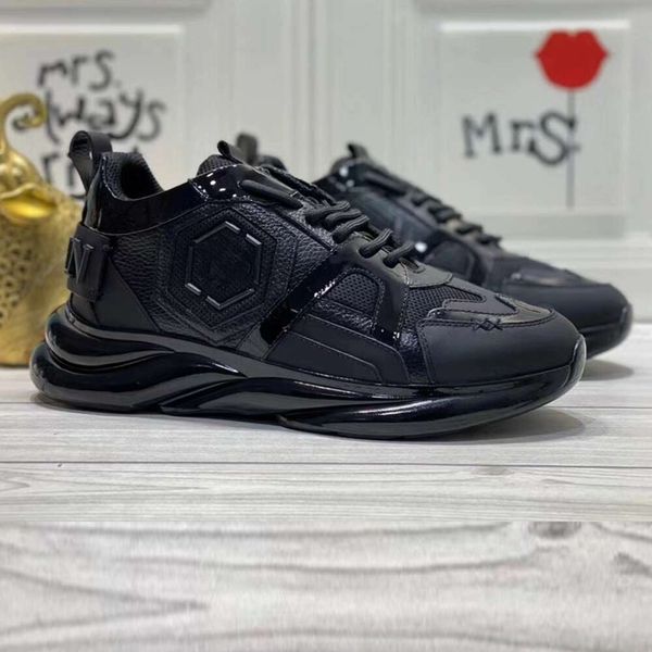 A mais alta qualidade Scarpe Plein Men Lace Original Up Couro Matte Grosso Com Cor Comparação de Sapatos Casuais Mesh Mesh Sports Breathable Daddy Sapatos Szie 38-45