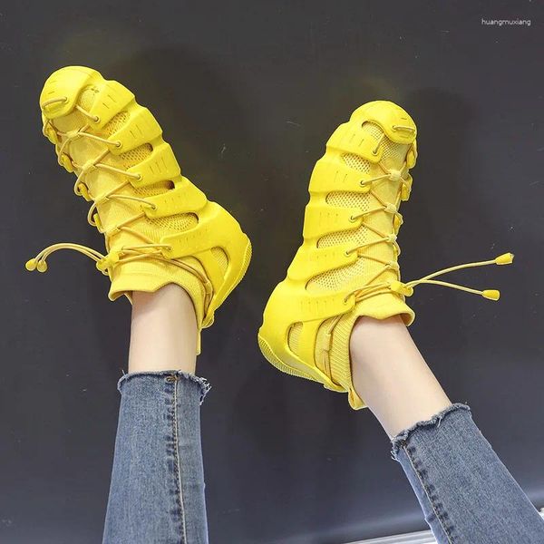 Sapatos de fitness sandália de verão respirável para mulheres de moda meias casuais tênis rosa branco amarelo 40 40