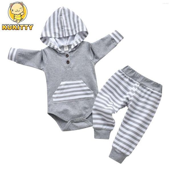 Roupas conjuntos de 2pcs criança menino de menino de roupas casuais conjunto de algodão com manga longa com capuz de macacão e calças nascidas para meninos