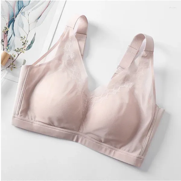 Bras Thin Mesh Bra Bra Mulberry Silk Care фиксированная чашка грудь полная Brasier Mujer Brassiere Femme XL XXL XXXL