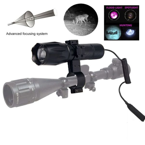 SCOPES 940nm IR Hunting Light Zoom Lampada tattica Visione notturna a infrarossi Flashlight +Fucile Montaggio del campeggio +Interruttore a pressione remoto senza batteria