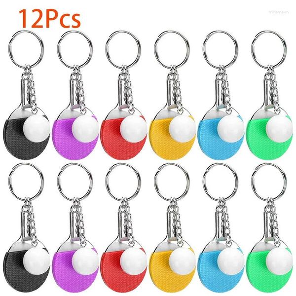 Keychains 12pcs Ping -Pong -Tisch Tennis Schlüsselbund Mini Keyrings Schläger Sportschlüsselung für Taschen -Rucksack