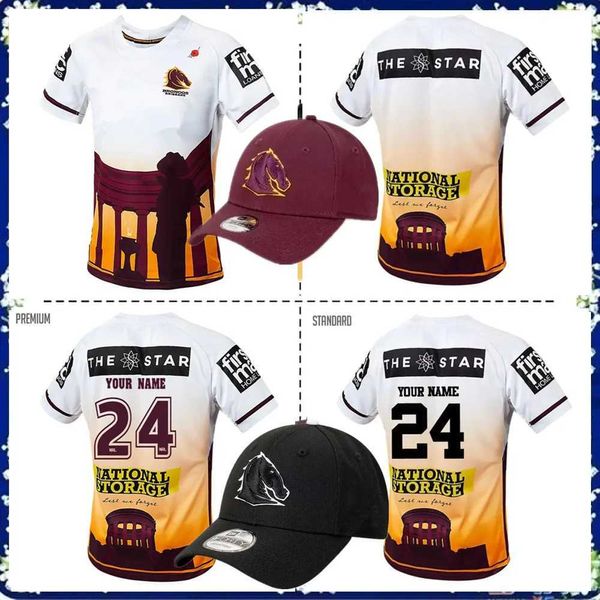 2024 BRISBANE BRONCOS MENS ANZAC RUGBY JERSEY 2023 24 BRISBANE BRONCOS ALTENZIONE INDIGENO MAGLIA DI FORMAZIONE SI-5XL