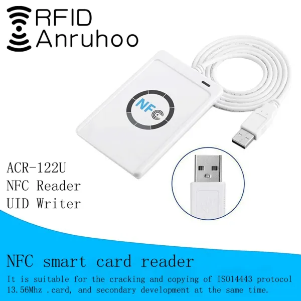 Control ACR122U Acesso Duplicador de controle de controle RFID Reader NFC Criptografia Rachaduras Escritor Smart Chip S50 UID Cartão 13.56MHz Chave