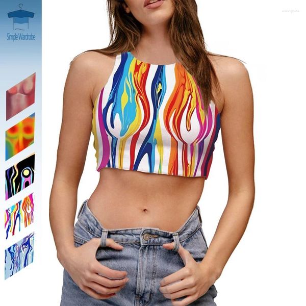 Serbatoi da donna colorato dipinto fluido corpo art termico top top femminile top sexy 3d stampare estate senza maniche abiti da donna y2k