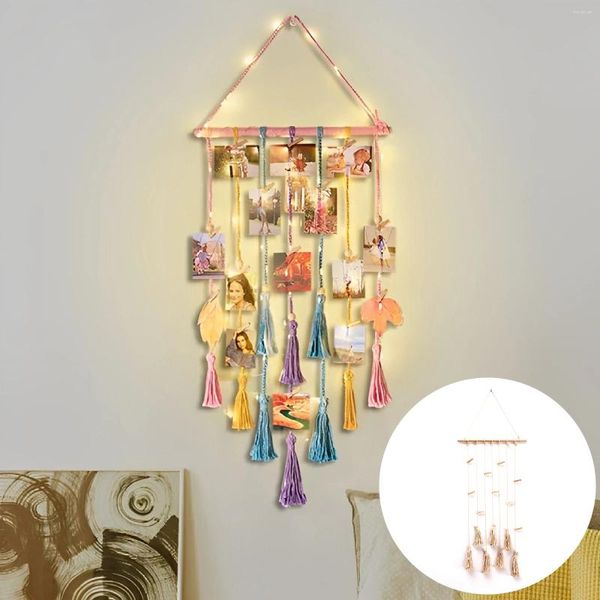 Figurine decorative Clip Porta PO con stringa leggera a LED 78.74 pollici Boho Hanger 20 clipsplette retrò