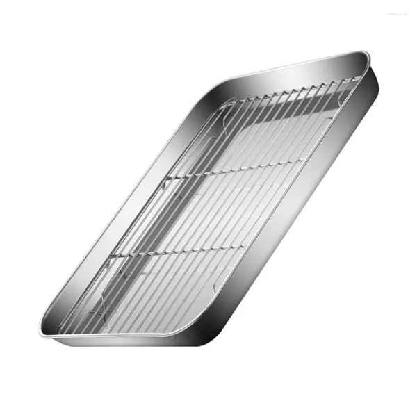 Geschirrssets Sieb Grill Pfanne Broiler für Ofenkekse Edelstahl Backplatte Toaster