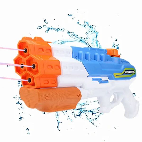 1200cc Water Gun Soaker 4 Bocos de bico de água Squirt Gun 30 pés Pistola de água Luta de água de verão Toys de praia ao ar livre 240416