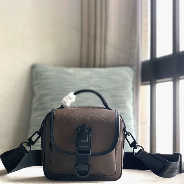 Moda erkekler elçi aynası crossbody çanta sporu açık bagaj s kilit seyahat tote tuval deri çıkarılabilir omuz kayışı metal sert kutu 22cm kutu l414