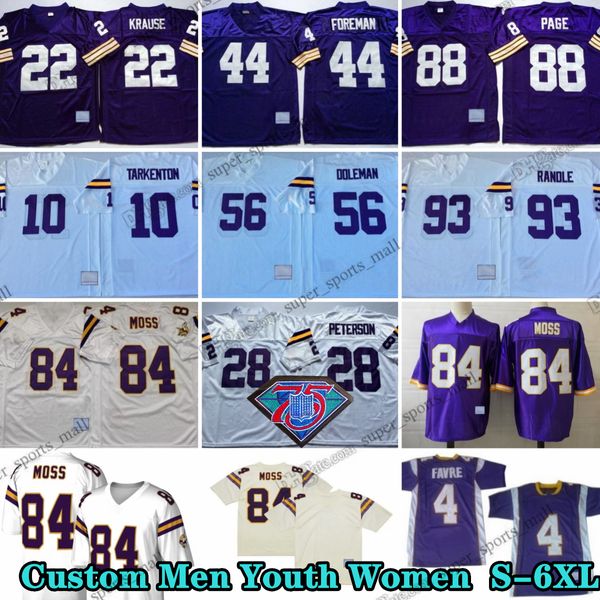 Özel 75. Gerileme 84 Randy Moss Futbol Formaları 10 Fran Tarkenton 22 Paul Krause 28 Adrian Peterson 44 Chuck Foreman 56 Chris Doleman 80 Cris Carter Studwell