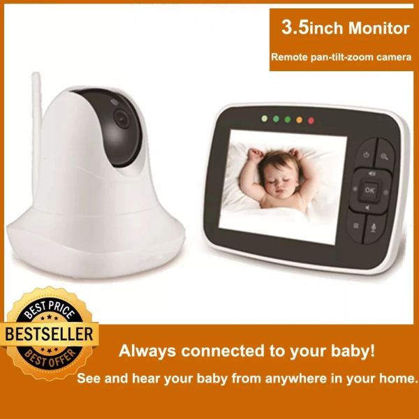 Monitore 3,5 Zoll großer Bildschirm Babyphone Infrarot Nachtsicht Wireless Video Farbmonitor mit Schlaflied Fernbedienung Pantiltzoom Kamera