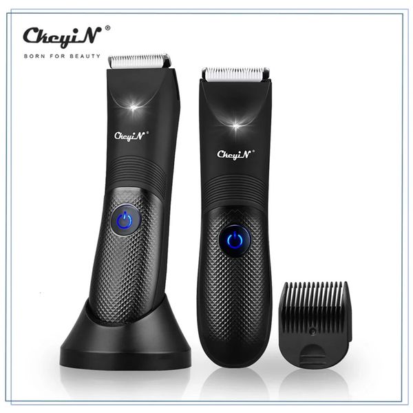 Ckeyin Professional Hair Trimmer Clipper elétrico com LED Light Men Haircut Shaver recarregável para o corpo inteiro 240410