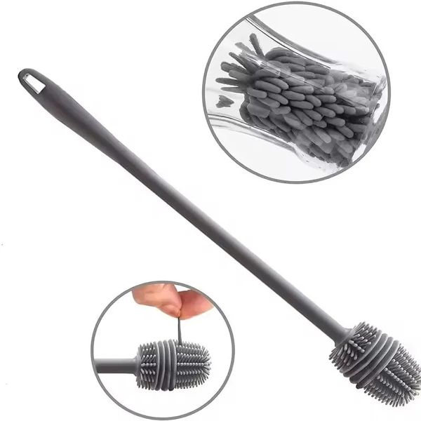 Manico lungo la spazzola morbida per capelli morbido pipetta provetta per baby biberon spazzola bottiglia silicone strumenti di pulizia domestica multifunzionale