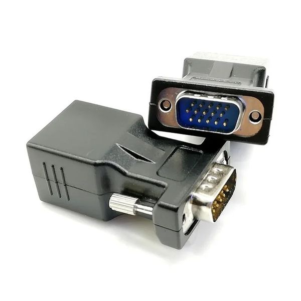 2024 15pin VGA da femmina a RJ-45 Connettore femmina VGA RGB Extender HDB a LAN CAT5 Cat6 RJ45 Adattatore del cavo Ethernet di rete per estensione di VGA2.per RJ45 VGA Extender