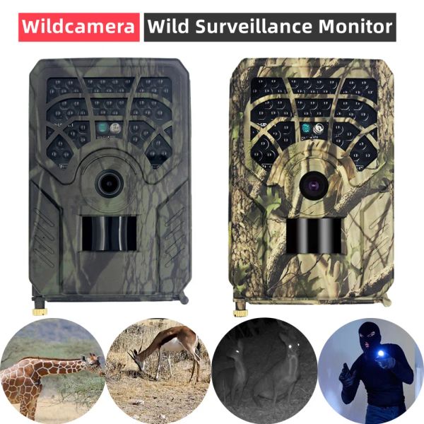 Telecamere da caccia con telecamera 5 MP 720p impermeabile Wildcamera Wild Sorveglianza Monitoraggio della versione notturna a infrarossi fotocamere