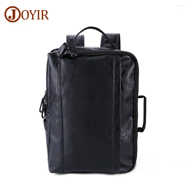 Backpack Multi-Functiona Men Pu Leather Fashion Machine School Travel Bag 15.6 