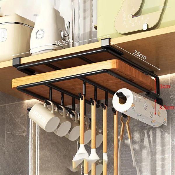 Küche Aufbewahrung unter Schrank Hanging Organizer Schneidebrett Rack Paper Handtuchhalter ohne Punch Pot Deckel Küchenhakt Haken