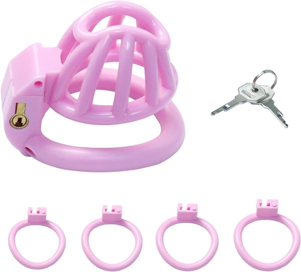 Chastity Cage Seti 4 Aktif Boyut Halkaları 3D Küçük Hafif Şöhret Cihazı Erkekler İçin Horoz Kafesi Penis Kiliti Yetişkin Seks Oyuncakları SM BAYGAGE insan için