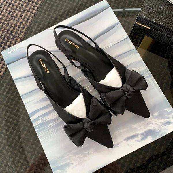 Sandali puntati punta di punta estate slingback pompa femmina tacco fine scarpe scarpe caviglia zapatos mujer
