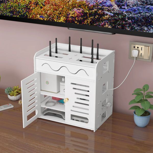 Router multifunzione multifunzione wireless wifi router stoccaggio pannello scaffale appeso sulla scrivania plug bow board staffa cavo organizzatore