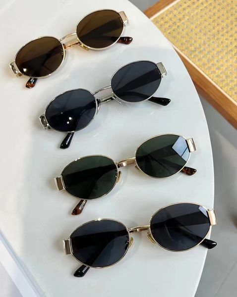 Moda Oval Oval Sunglasses Mulheres 2024 Designer de Luxo Designer de Metal Metal Sun Glasses Men Classic vintage Tons redondos UV400 Eyewear