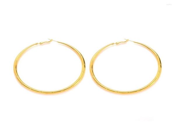Brincos de argola par de grandes círculos de ouro de ouro grande crioulo chic hoops presente uk1560453