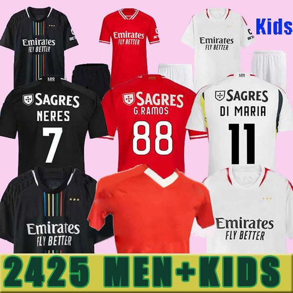 2024 2025 S-4xl 23 24 Jerseys de futebol Benficas Rafa Seferovic Waldschmidt Pizzi Rafa G.RAMOS Home Men Kit Kit Camisas de futebol Otamendi Kokcu di Maria