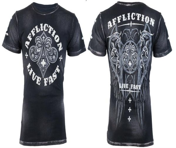 Afflição da camisa masculina Mens tshirt royale águia asas preto tatuagem motociclista mma gym tops s3xl3873950