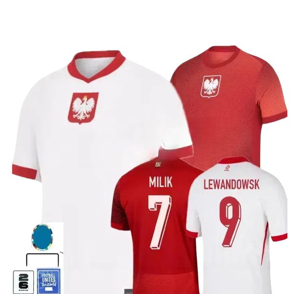 2024 Euro Cup Cup Polska National Team Milik Piszczek Piatek Grosicki Krychowiak 2024 Polonia Maglie da calcio Lewandowski Away Away