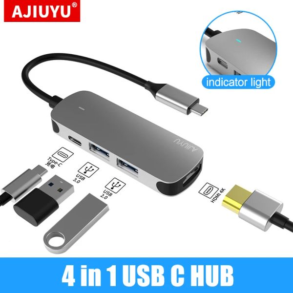 Hubs USB C Tipo de cubo C para Multi USB3.0 4K Adaptador HDMI Dock para Samsung Galaxy Tab S8 Ultra S8+ S7 Plus S6 S7+ USBC 3.1 Porta de divisão