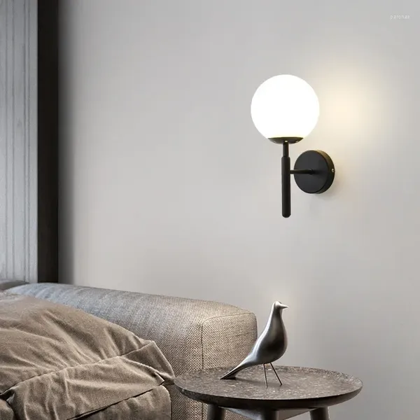 Lâmpada de parede led nórdica luz simples bola multi-leite interna para quarto e sala de estar Black Stand