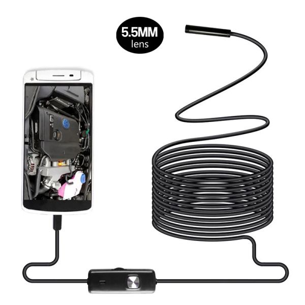 Kameralar 5.5mm lens 2in1 Android Endoskop 6led 1m/2m/3.5m/5m/10m USB Mini Kamera Su geçirmez OTG Micro USB Yılan Teftiş Borescope