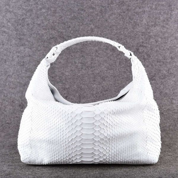 Luxury White Snake Skin Sacos de Hobo Ladies Mulheres de Animal Soft Mulheres de Couro Personalizado Bola da Marca