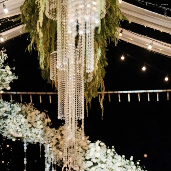 Parti Dekorasyonu Zarif Düğün Tavanı Kristal Avize Zemin Zemin Zincirleri Akrilik Sütun Asma Sütun Malzemeleri Dekor
