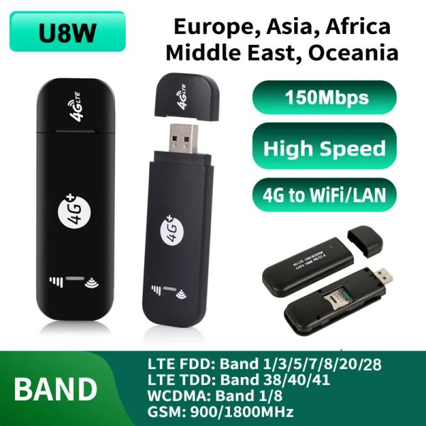 Router America Europe Africa Asia Sblocco 150 Mbps Networking Wireless Modem USB 4G WiFi Router US US con hotspot mobile slot della scheda SIM U8B