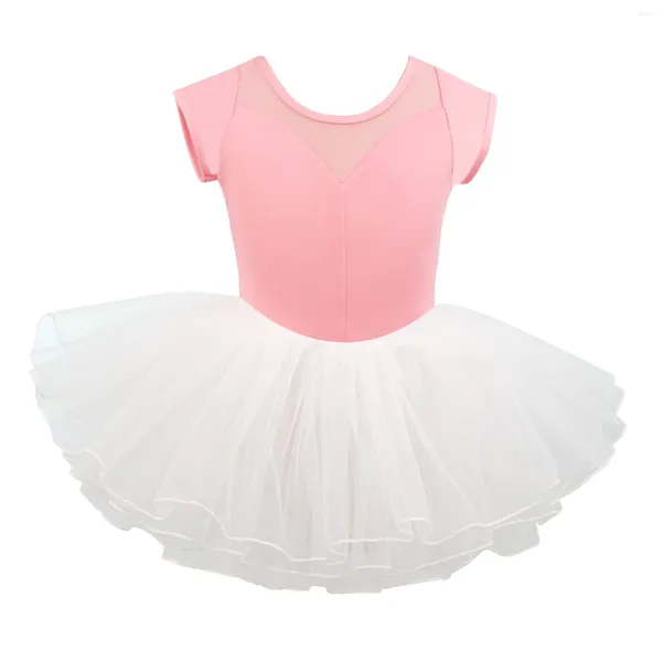 Stage Wear Ballet Leotards for Girls Dress Duas peças de manga curta Ginástica Figurinos da bailarina de dança de dança destacável 6 cores