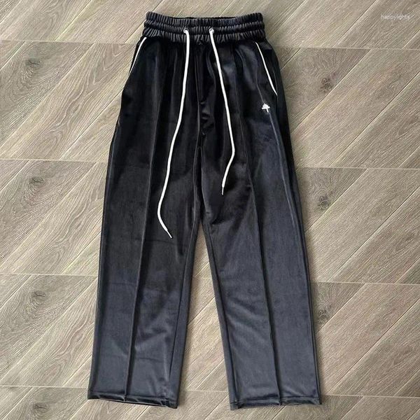 Pantaloni maschili vertabrae pantalini in pelle scamosciata sport ricamato casual per uomini e donne