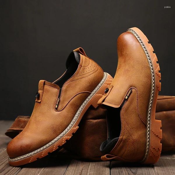 Stivali Autunno inverno stilista scarpe casual casual vintage vera mucca vera mucca piattaforma da uomo della caviglia rotonda