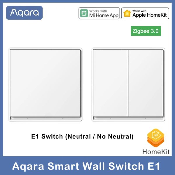 Kontrolle Aqara Smart Wall Switch E1 Zigbee 3.0 Smart Home Wireless Key Light Switch Feuerdraht ohne Neutral für Xiaomi Mihome HomeKit