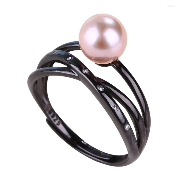 Clusterringe 925 Sterling Silber Ring Süßwasserperlen Schwarzer Schmuck für Frauen 2024 Trends Mode Charme Geschenkgroßhandel Großhandel