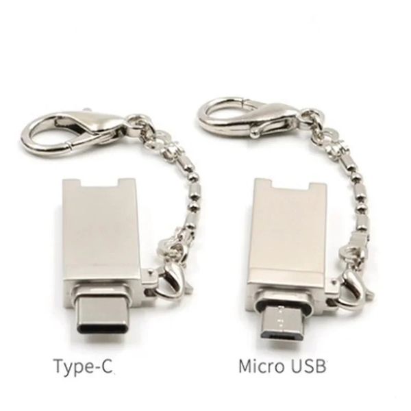 Chaveiro tipo C Micro USB OTG Reader Mini Pocket Menory Card Adapter Support Micro SD/TF para Xiaomi Tabela de laptop