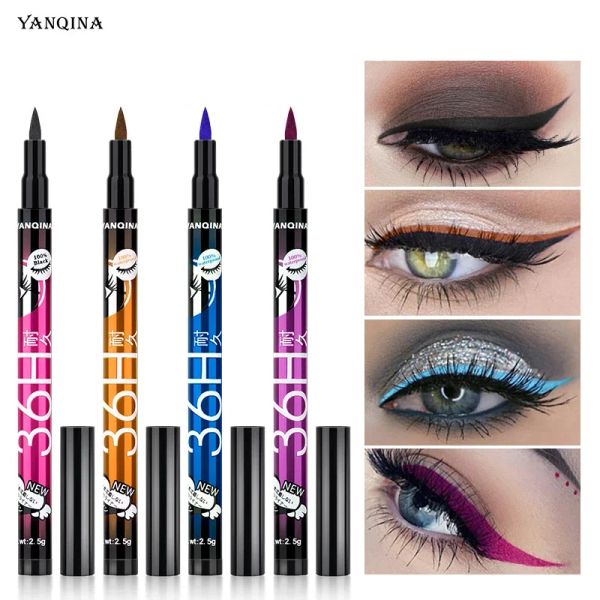 Eyeliner 36H Siyah Hızlı Dereceli Eyeliner Su Geçirmez Sıvı Göz Astarı Kalem Uzun Kalıcı Pürüzsüz Kalem Çiçek açan Gözler Makyaj Kozmetikleri