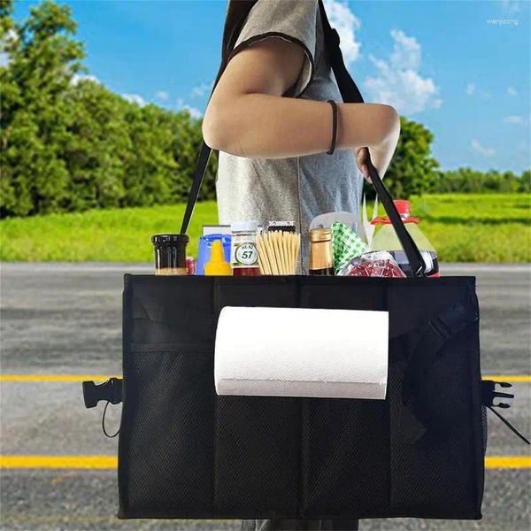 Bolsas de armazenamento Grill Caddy Oxford Polyster Picnic para placas e utensílios com bolsos de malha Besta de organizador de camping