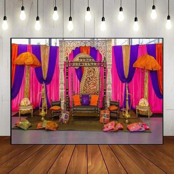 Diwali Tropischer Hintergrund po Silhouette Custom Birthday Hintergrund Palmbaum -Pographie Backdrops Party Babyparty Banner 240407