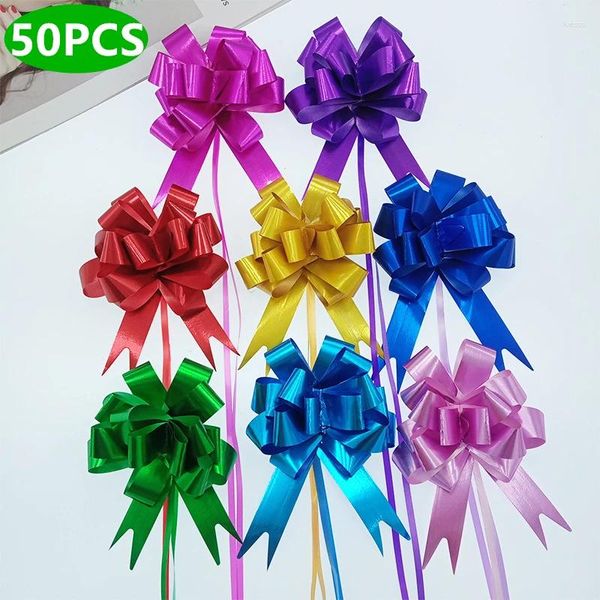 Decoração de festa 10/20/50pc Pull Bows Gift Ribbon Christmas/Casamento Decor de Decoração de embalagem de embalagem