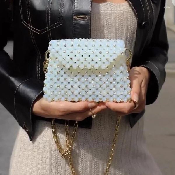 Umhängetaschen Bankett Crystal Sprudel Damenbag 2024 Herbst Winter Mode hochwertige handgefertigte Perlen Wasser Diamant Handheld Crossbody