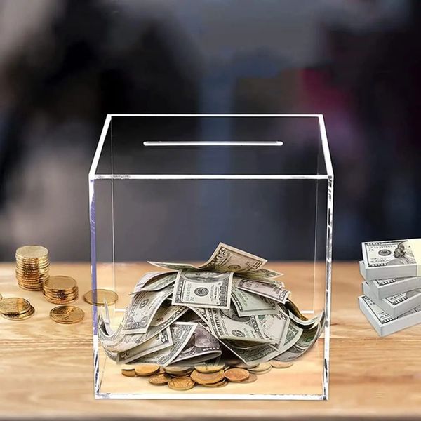 Piggy Banks for Adults Atualizada Versão Atualizada de Acrílico Break Banco de Economia de Dinheiro para abrir apenas pode economizar que não pode ser tomado 240408