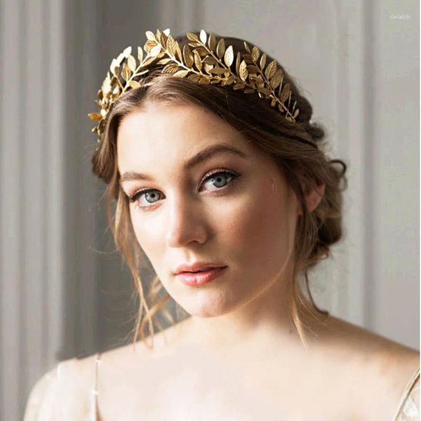 Kopfbedeckungen Blattstil Hochzeitsfeier Krone Braut Tiara Vintage Braut Haare Golden/Splitter Kopfzubehör Frauen Schmuck Haarband